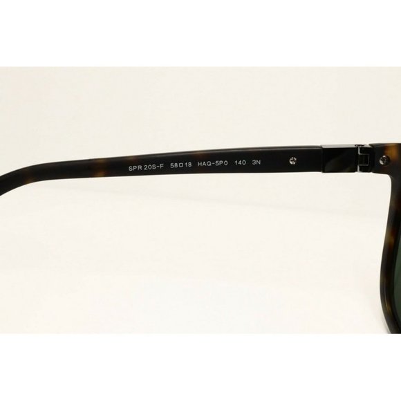 Prada SPR 20S-F HAQ-5P0 Matte Havana Brown Sunglasses Mirrored Glass Green lens - Picture 4 of 6
